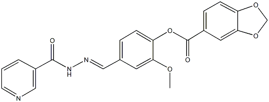 2-methoxy-4-[2-(3-pyridinylcarbonyl)carbohydrazonoyl]phenyl 1,3-benzodioxole-5-carboxylate Structure