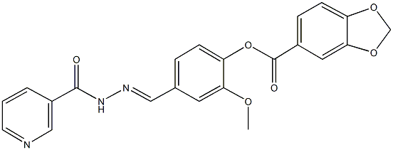 2-methoxy-4-[2-(3-pyridinylcarbonyl)carbohydrazonoyl]phenyl 1,3-benzodioxole-5-carboxylate|