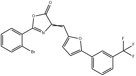 2-(2-bromophenyl)-4-({5-[3-(trifluoromethyl)phenyl]-2-furyl}methylene)-1,3-oxazol-5(4H)-one 结构式