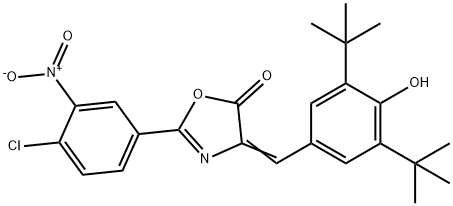 2-{4-chloro-3-nitrophenyl}-4-(3,5-ditert-butyl-4-hydroxybenzylidene)-1,3-oxazol-5(4H)-one 结构式