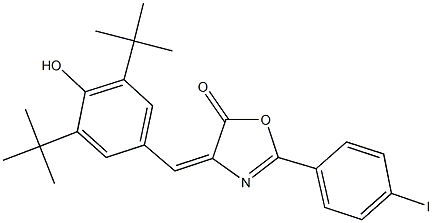 4-(3,5-ditert-butyl-4-hydroxybenzylidene)-2-(4-iodophenyl)-1,3-oxazol-5(4H)-one 化学構造式