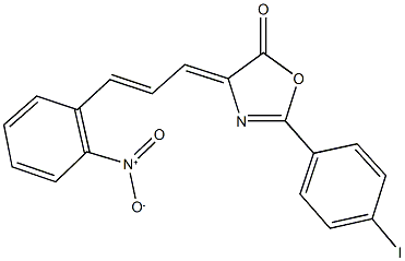 4-(3-{2-nitrophenyl}-2-propenylidene)-2-(4-iodophenyl)-1,3-oxazol-5(4H)-one Struktur