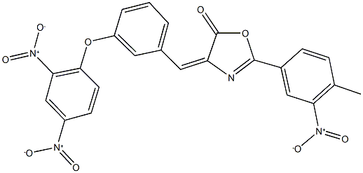 4-(3-{2,4-bisnitrophenoxy}benzylidene)-2-{3-nitro-4-methylphenyl}-1,3-oxazol-5(4H)-one,331659-68-8,结构式