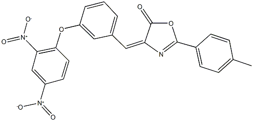 4-(3-{2,4-dinitrophenoxy}benzylidene)-2-(4-methylphenyl)-1,3-oxazol-5(4H)-one 化学構造式