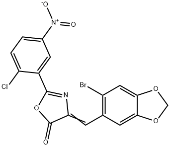 4-[(6-bromo-1,3-benzodioxol-5-yl)methylene]-2-{2-chloro-5-nitrophenyl}-1,3-oxazol-5(4H)-one,331659-94-0,结构式