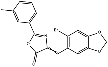 4-[(6-bromo-1,3-benzodioxol-5-yl)methylene]-2-(3-methylphenyl)-1,3-oxazol-5(4H)-one,331660-01-6,结构式