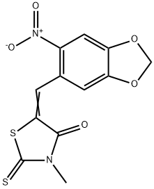 5-({6-nitro-1,3-benzodioxol-5-yl}methylene)-3-methyl-2-thioxo-1,3-thiazolidin-4-one Structure