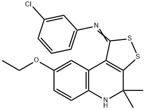 N-(3-chlorophenyl)-N-(8-ethoxy-4,4-dimethyl-4,5-dihydro-1H-[1,2]dithiolo[3,4-c]quinolin-1-ylidene)amine Struktur