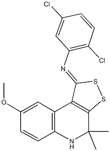 2,5-dichloro-N-(8-methoxy-4,4-dimethyl-4,5-dihydro-1H-[1,2]dithiolo[3,4-c]quinolin-1-ylidene)aniline 化学構造式