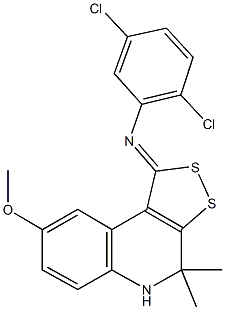 2,5-dichloro-N-(8-methoxy-4,4-dimethyl-4,5-dihydro-1H-[1,2]dithiolo[3,4-c]quinolin-1-ylidene)aniline Struktur