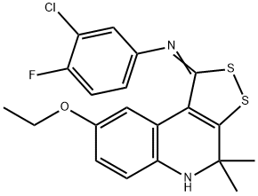 N-(3-chloro-4-fluorophenyl)-N-(8-ethoxy-4,4-dimethyl-4,5-dihydro-1H-[1,2]dithiolo[3,4-c]quinolin-1-ylidene)amine 结构式