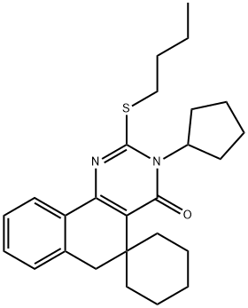 331665-72-6 2-(butylsulfanyl)-3-cyclopentyl-5,6-dihydro-4(3H)-oxospiro(benzo[h]quinazoline-5,1'-cyclohexane)