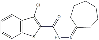 3-chloro-N'-cycloheptylidene-1-benzothiophene-2-carbohydrazide 结构式