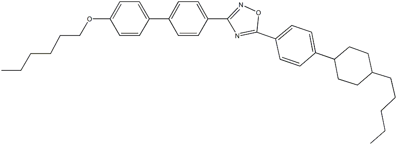 3-[4'-(hexyloxy)[1,1'-biphenyl]-4-yl]-5-[4-(4-pentylcyclohexyl)phenyl]-1,2,4-oxadiazole 化学構造式