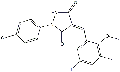 1-(4-chlorophenyl)-4-(3,5-diiodo-2-methoxybenzylidene)-3,5-pyrazolidinedione,331667-23-3,结构式