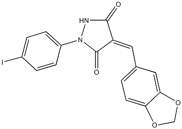 4-(1,3-benzodioxol-5-ylmethylene)-1-(4-iodophenyl)-3,5-pyrazolidinedione Structure