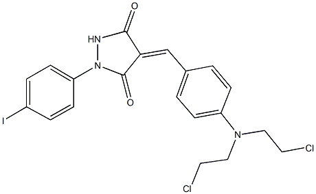 4-{4-[bis(2-chloroethyl)amino]benzylidene}-1-(4-iodophenyl)-3,5-pyrazolidinedione 化学構造式