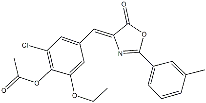 2-chloro-6-ethoxy-4-[(2-(3-methylphenyl)-5-oxo-1,3-oxazol-4(5H)-ylidene)methyl]phenyl acetate,331667-70-0,结构式