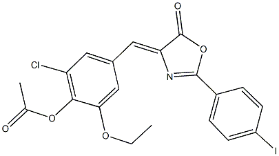 2-chloro-6-ethoxy-4-[(2-(4-iodophenyl)-5-oxo-1,3-oxazol-4(5H)-ylidene)methyl]phenyl acetate|