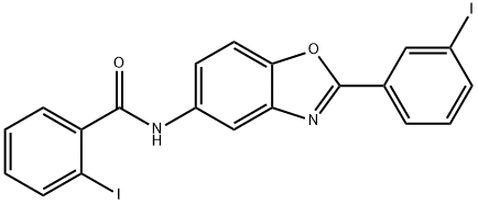 2-iodo-N-[2-(3-iodophenyl)-1,3-benzoxazol-5-yl]benzamide Struktur