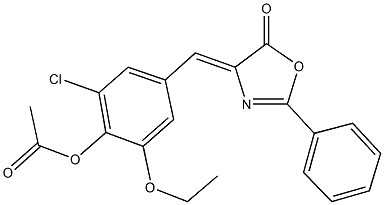 2-chloro-6-ethoxy-4-[(5-oxo-2-phenyl-1,3-oxazol-4(5H)-ylidene)methyl]phenyl acetate Structure