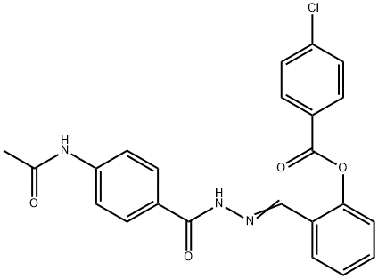 2-{2-[4-(acetylamino)benzoyl]carbohydrazonoyl}phenyl 4-chlorobenzoate 化学構造式