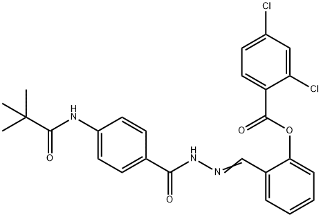 2-(2-{4-[(2,2-dimethylpropanoyl)amino]benzoyl}carbohydrazonoyl)phenyl 2,4-dichlorobenzoate 化学構造式