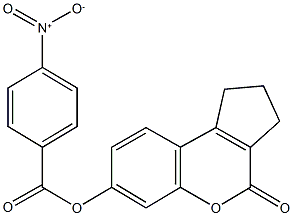 4-oxo-1,2,3,4-tetrahydrocyclopenta[c]chromen-7-yl 4-nitrobenzoate Struktur