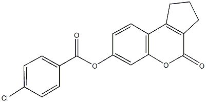 4-oxo-1,2,3,4-tetrahydrocyclopenta[c]chromen-7-yl 4-chlorobenzoate Struktur