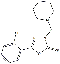 5-(2-chlorophenyl)-3-(1-piperidinylmethyl)-1,3,4-oxadiazole-2(3H)-thione 结构式