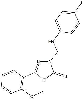 3-[(4-iodoanilino)methyl]-5-(2-methoxyphenyl)-1,3,4-oxadiazole-2(3H)-thione 结构式