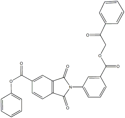 phenyl 1,3-dioxo-2-{3-[(2-oxo-2-phenylethoxy)carbonyl]phenyl}-5-isoindolinecarboxylate Structure