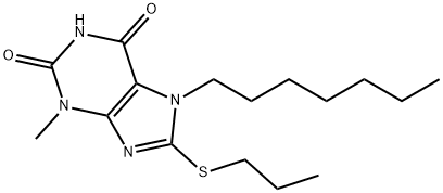 7-heptyl-3-methyl-8-(propylsulfanyl)-3,7-dihydro-1H-purine-2,6-dione Struktur