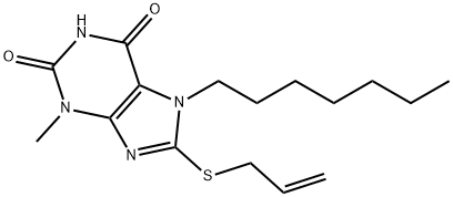 8-(allylsulfanyl)-7-heptyl-3-methyl-3,7-dihydro-1H-purine-2,6-dione 化学構造式