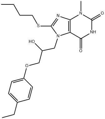 8-(butylsulfanyl)-7-[3-(4-ethylphenoxy)-2-hydroxypropyl]-3-methyl-3,7-dihydro-1H-purine-2,6-dione Structure