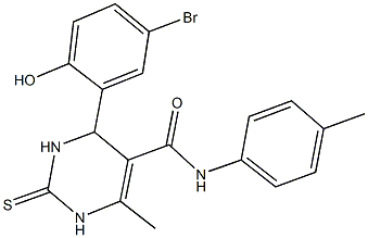 4-(5-bromo-2-hydroxyphenyl)-6-methyl-N-(4-methylphenyl)-2-thioxo-1,2,3,4-tetrahydro-5-pyrimidinecarboxamide,331676-02-9,结构式