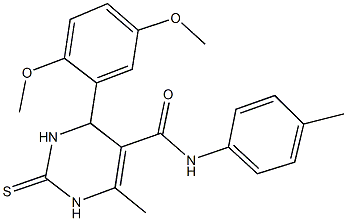 4-(2,5-dimethoxyphenyl)-6-methyl-N-(4-methylphenyl)-2-thioxo-1,2,3,4-tetrahydro-5-pyrimidinecarboxamide 结构式