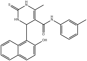 4-(2-hydroxy-1-naphthyl)-6-methyl-N-(3-methylphenyl)-2-thioxo-1,2,3,4-tetrahydro-5-pyrimidinecarboxamide 化学構造式