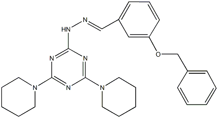 3-(benzyloxy)benzaldehyde [4,6-di(1-piperidinyl)-1,3,5-triazin-2-yl]hydrazone 化学構造式