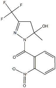 1-{2-nitrobenzoyl}-5-methyl-3-(trifluoromethyl)-4,5-dihydro-1H-pyrazol-5-ol 化学構造式