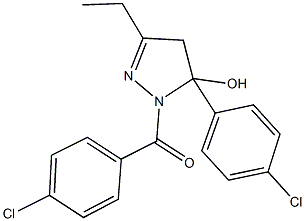 1-(4-chlorobenzoyl)-5-(4-chlorophenyl)-3-ethyl-4,5-dihydro-1H-pyrazol-5-ol,331710-88-4,结构式