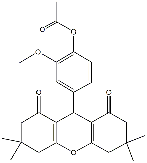 2-methoxy-4-(3,3,6,6-tetramethyl-1,8-dioxo-2,3,4,5,6,7,8,9-octahydro-1H-xanthen-9-yl)phenyl acetate,331711-19-4,结构式