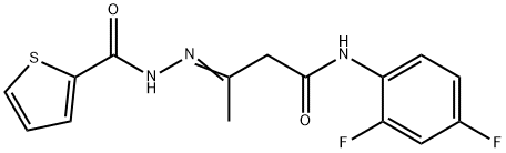 N-(2,4-difluorophenyl)-3-[(2-thienylcarbonyl)hydrazono]butanamide Struktur