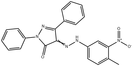 1,3-diphenyl-1H-pyrazole-4,5-dione 4-({3-nitro-4-methylphenyl}hydrazone) Struktur