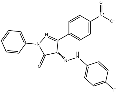 3-{4-nitrophenyl}-1-phenyl-1H-pyrazole-4,5-dione 4-[(4-fluorophenyl)hydrazone] Structure