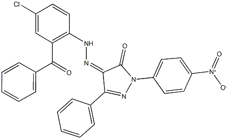 1-{4-nitrophenyl}-3-phenyl-1H-pyrazole-4,5-dione 4-[(2-benzoyl-4-chlorophenyl)hydrazone] Structure