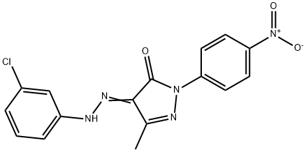 1-{4-nitrophenyl}-3-methyl-1H-pyrazole-4,5-dione 4-[(3-chlorophenyl)hydrazone] Struktur