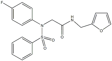 2-[4-fluoro(phenylsulfonyl)anilino]-N-(2-furylmethyl)acetamide 化学構造式