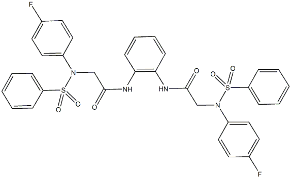2-[4-fluoro(phenylsulfonyl)anilino]-N-[2-({[4-fluoro(phenylsulfonyl)anilino]acetyl}amino)phenyl]acetamide Structure