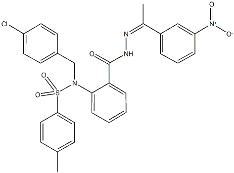 N-(4-chlorobenzyl)-N-(2-{[2-(1-{3-nitrophenyl}ethylidene)hydrazino]carbonyl}phenyl)-4-methylbenzenesulfonamide 化学構造式